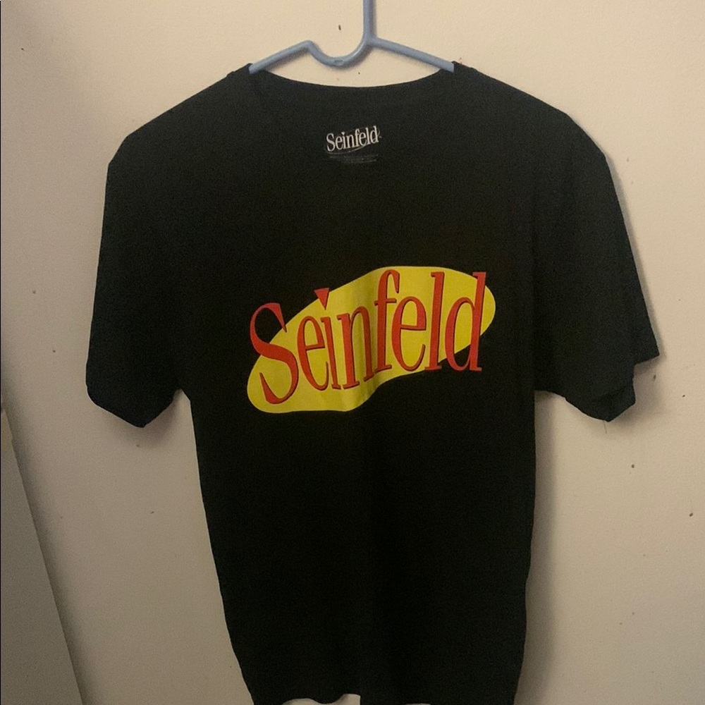 Official Seinfeld Classic Logo on Black 100% Cotton Crewneck T-Shirt SZ Medium😆